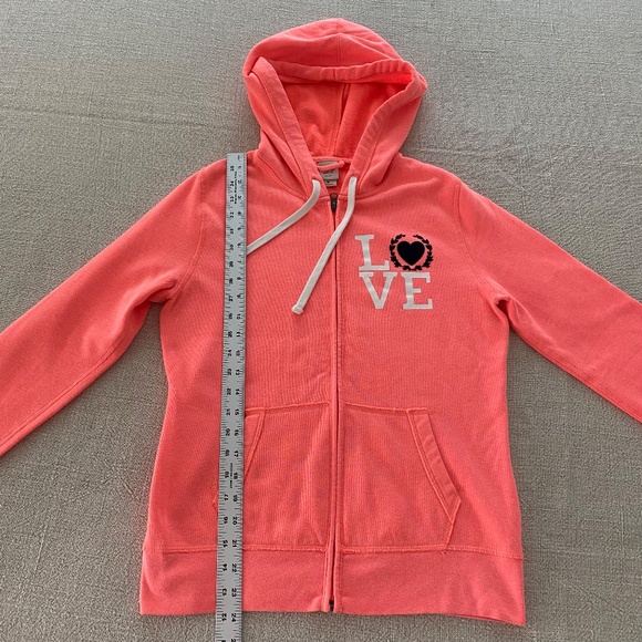 Mossimo Neon Coral 'Love' Zip Hoodie Sweatshirt - Size M - Picture 5 of 9